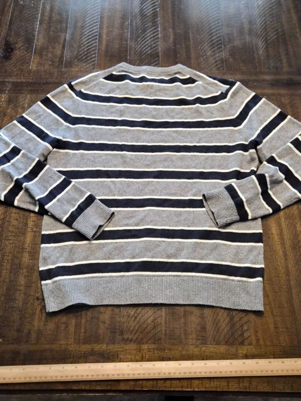 J.Crew Sweater Cotton-Cashmere Crewneck Mens Size Medium Gray Striped G891